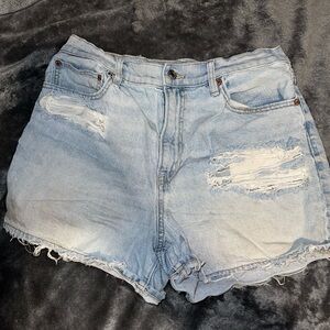 American Eagle Outfitters Light Blue Distressed Jean Shorts
